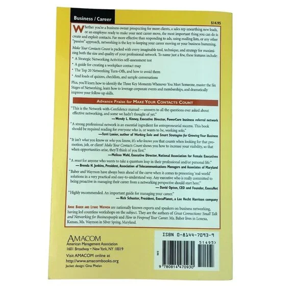 Business Networking Book 2002 Learn How to Make Connections Anne Baber u - Picture 2 of 10